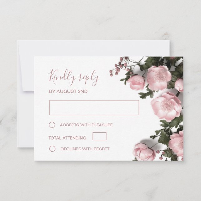 3D  Roses Wildflowers Wedding RSVP Card (Front)