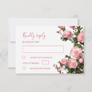 3D  Roses Wildflowers  Wedding RSVP Card