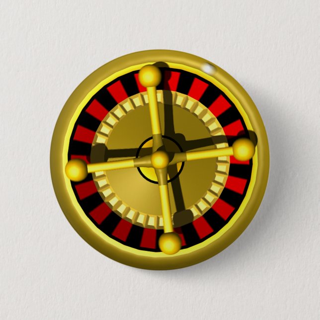 3d roulette wheel 6 cm round badge (Front)