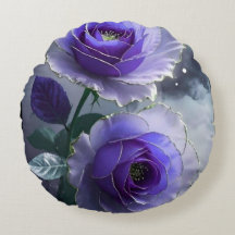 3D Royal Blue Rose Illusion Luxury Round Pillow 