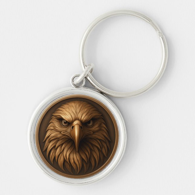 3D Royal Eagle Head Medallion Style Keychain (Front)
