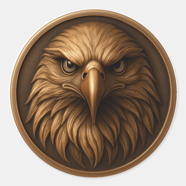 3D Royal Eagle Head Medallion Style Sticker (Front)