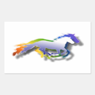 3D Running Horses Rectangular Sticker