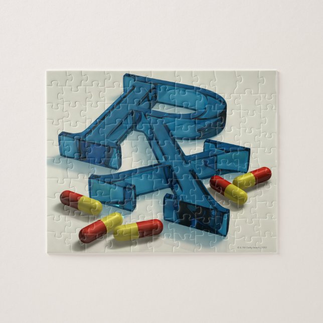 3D RX symbol with capsules Jigsaw Puzzle (Horizontal)