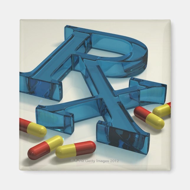 3D RX symbol with capsules Magnet (Front)