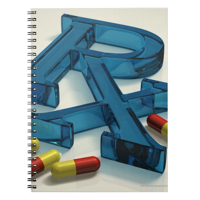 3D RX symbol with capsules Notebook (Front)