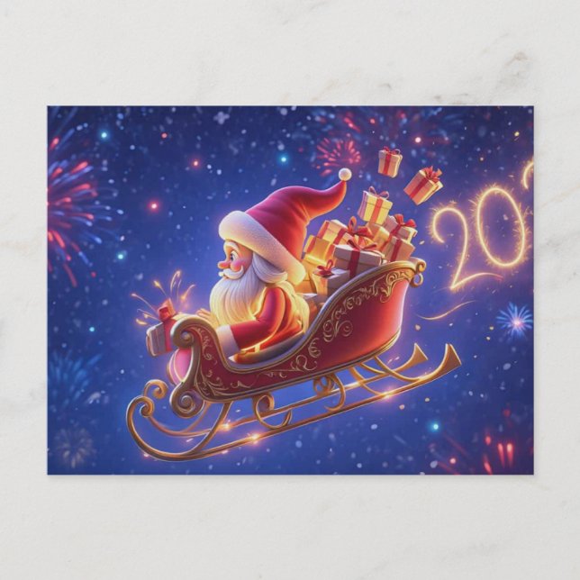 3D Santa Claus Christmas Greeting Card – Festive H (Front)