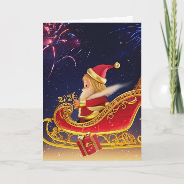 3D Santa Claus Christmas Greeting Card – Festive H (Front)