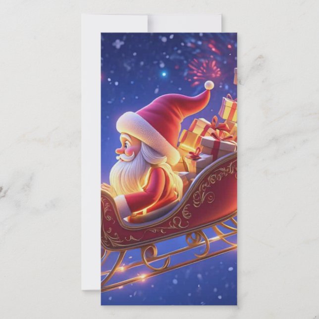3D Santa Claus Christmas Greeting Card – Festive H (Front)