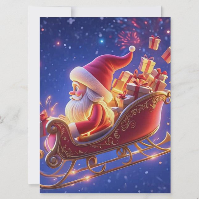 3D Santa Claus Christmas Greeting Card – Festive H (Front)
