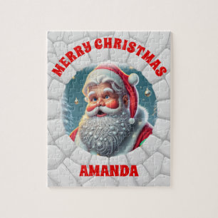 3D Santa Claus Christmas Personalised Kids Jigsaw Puzzle
