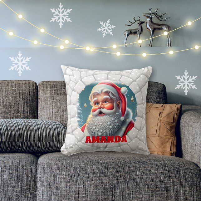 3D Santa Claus Christmas Personalised Name Holiday Cushion (Creator Uploaded)