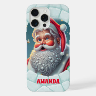 3D Santa Claus Christmas Personalised Name iPhone 15 Pro Max Case