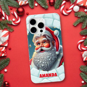 3D Santa Claus Christmas Personalized Name iPhone 15 Pro Max Case