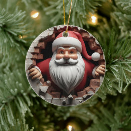 3d Santa Clause Ceramic Ornament