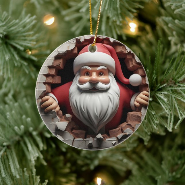 3d Santa Clause Ceramic Ornament (Tree)
