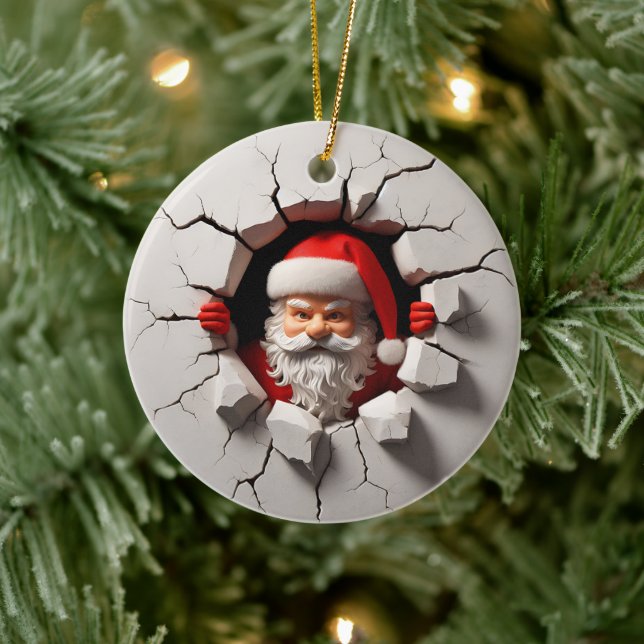 3d Santa Clause Ceramic Ornament (Tree)