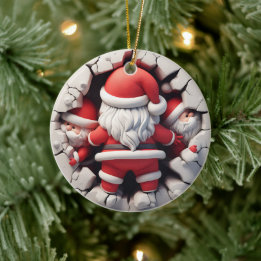 3d Santa Clause Ceramic Ornament