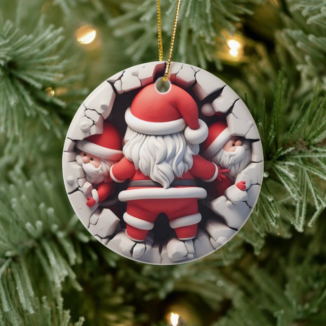 3d Santa Clause Ceramic Ornament (Tree)