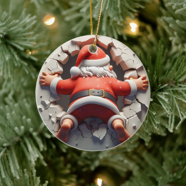 3d Santa Clause Ceramic Ornament (Tree)