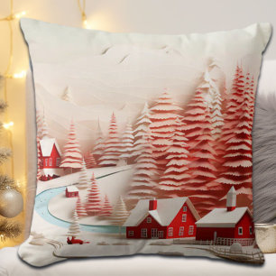 3D Scandinavian Winter Landscape Cushion