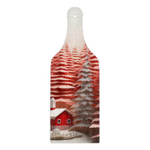 3D Scandinavian Winter Landscape Cutting Board