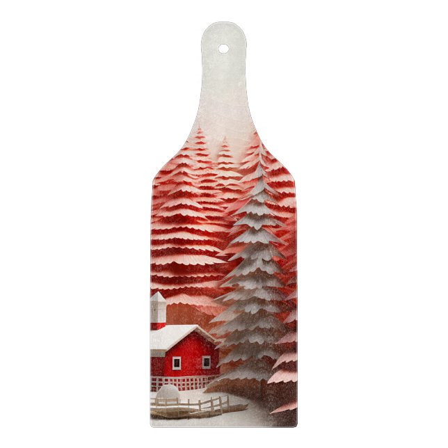 3D Scandinavian Winter Landscape Cutting Board (Front)