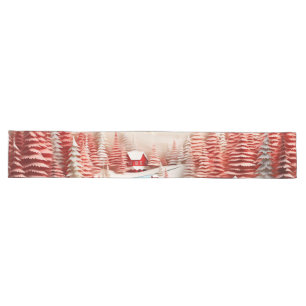 3D Scandinavian Winter Landscape Long Table Runner