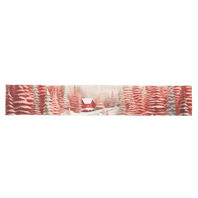 3D Scandinavian Winter Landscape  Long Table Runner (Horizontal)