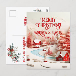 3D Scandinavian Winter Landscape Postcard