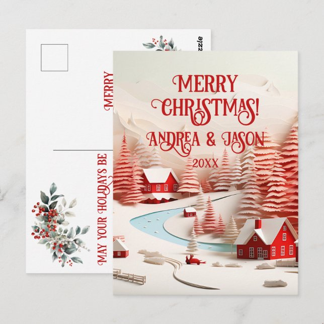 3D Scandinavian Winter Landscape Postcard (Front/Back)