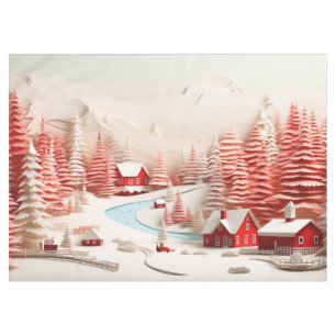 3D Scandinavian Winter Landscape  Tablecloth