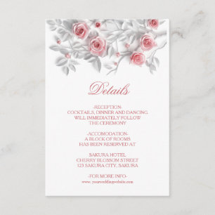3D Sculptured Pink Roses White Enclosure Card