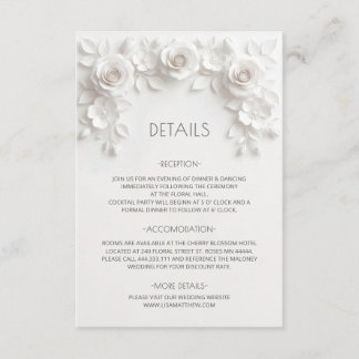 3D Sculptured Roses Minimalist White Enclosure Card