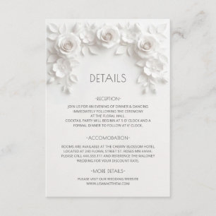 3D Sculptured Roses Minimalist White Enclosure Card
