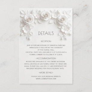 3D Sculptured Roses Minimalist White Enclosure Card