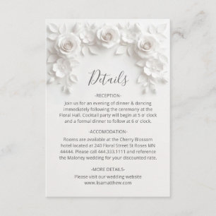 3D Sculptured Roses Minimalist White Enclosure Card