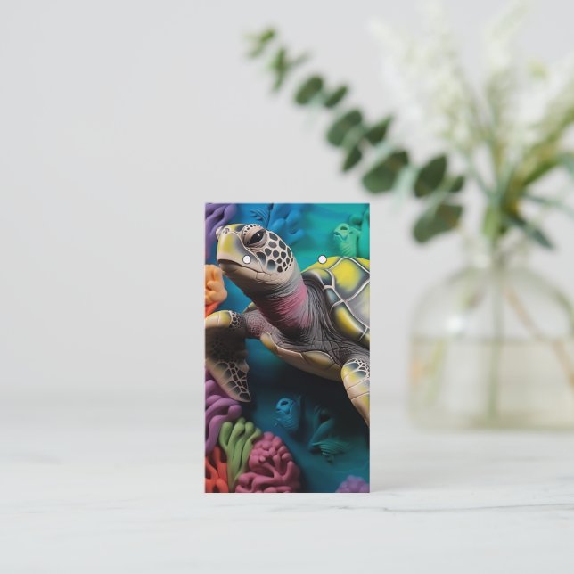 3D Sea Turtle Pattern Earring Cards (Standing Front)