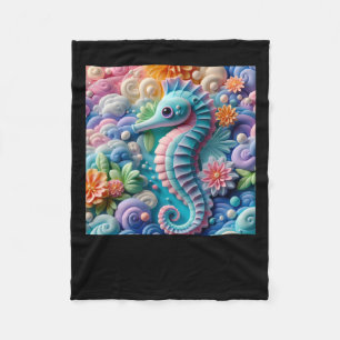 3d Seahorses Sticker Fleece Blanket