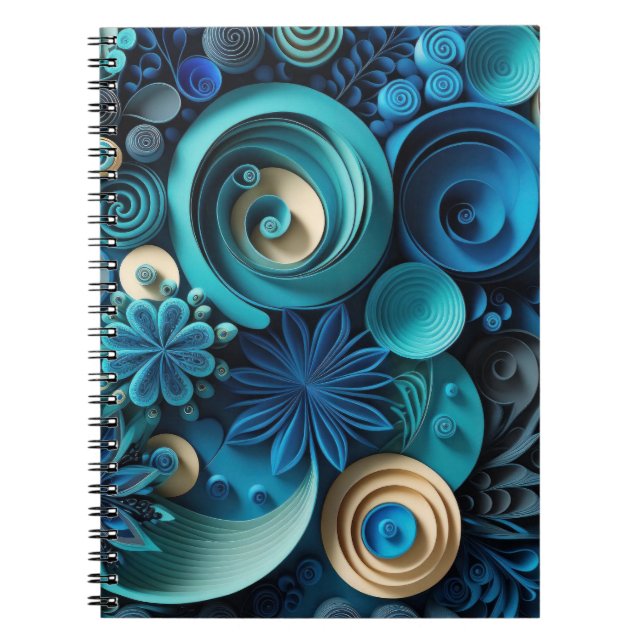 3D Shades of Blue Notebook (Front)