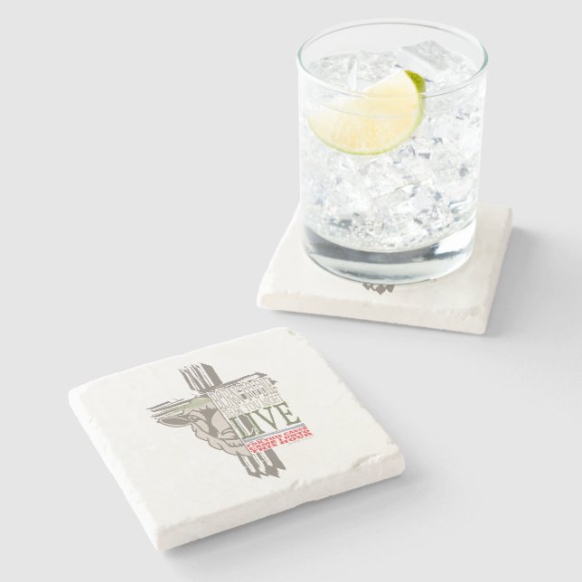 3D Shadow Cross Sacrificial Lamb Born To Die Stone Coaster (Side)