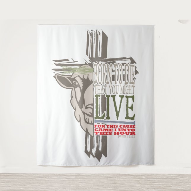 3D Shadow Cross Sacrificial Lamb Born To Die Tapestry (Front)