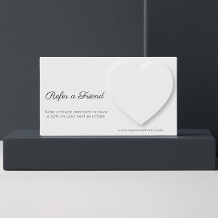 3D shadow white heart minimalist Referral Card