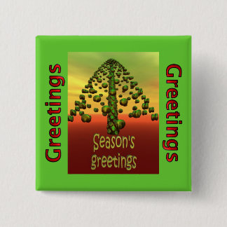 3D shining green tree 15 Cm Square Badge