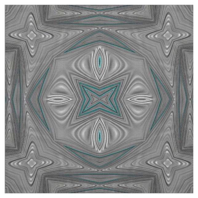 3D! Silver Grey White Turquoise ~  Fabric (Swatch)