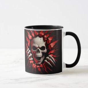 3D Skeleton Red Black White Spooky Halloween Mug