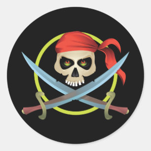 3D Skull and Crossbones Classic Round Sticker