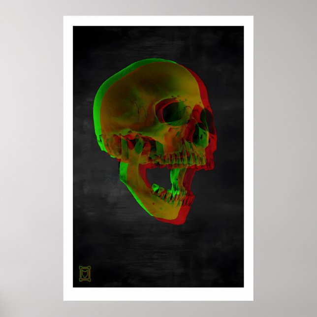 3D Skulls Fine Art Print Gothic Horror Dinosaur (Front)