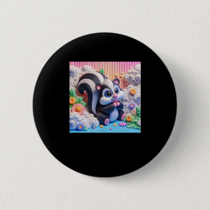 3d Skunk Sticker 6 Cm Round Badge