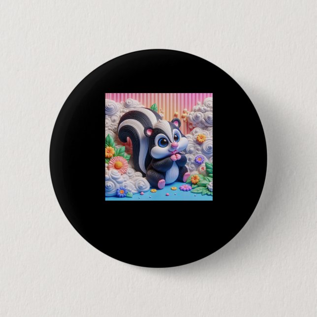 3d Skunk Sticker  6 Cm Round Badge (Front)